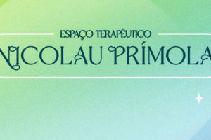 Imagem Acessível: A imagem apresenta uma arte em tons de verde e azul, com a identidade visual do Espaço Terapêutico Nicolau Prímola. Conteúdo textual: SINJUS promove Espaço Nicolau Prímola com sorteio de vouchers. Participe!