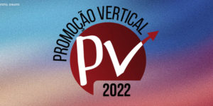Imagem com o logo da PV 2022, sob o fundo degradê com cor azul e rosa.