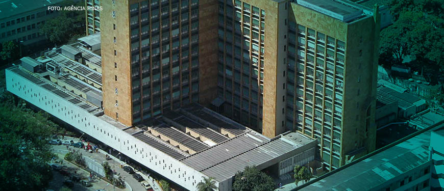 Vista aérea do Hospital Governador Israel Pinheiro (HGIP), do IPSEMG, no centro de Belo Horizonte.