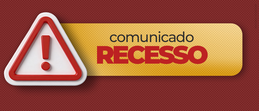 Imagem acessível: A imagem, com fundo claro e à esquerda, um megafone vermelho, apresenta um aviso de recesso. No centro, o título “Aviso Recesso” aparece em destaque sobre uma faixa laranja. Abaixo, em um quadro escuro, o texto informa que a Feserv Minas não realizará atendimentos nos dias 20/4 e 21/4, devido ao feriado de Tiradentes, e que os atendimentos serão retomados no dia 22/4, quarta-feira; ao final, há a mensagem “Bom feriado a todas e todos!” e, na parte inferior da imagem, o logotipo da Feserv Minas.