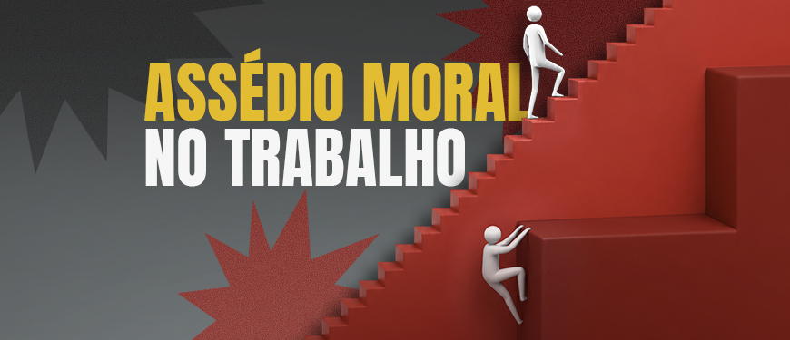 A imagem com fundo em tons escuros e vermelhos mostra uma escadaria vermelha em perspectiva, ocupando boa parte da cena. Sobre os degraus, aparecem duas figuras humanas brancas em 3D. Uma delas sobe a escada normalmente, enquanto a outra tenta escalar pela lateral do degrau, em posição de dificuldade, simbolizando obstáculos e desigualdade.