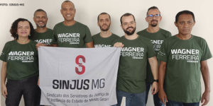 Dirigentes do SINJUS junto com Wagner Ferreira durante evento de filiação ao PV