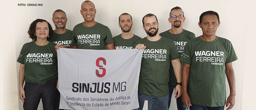 Dirigentes do SINJUS junto com Wagner Ferreira durante evento de filiação ao PV