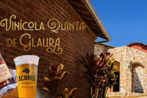 Imagem acessível: A imagem divulga o próximo passeio do NAP. A foto ao fundo mostra a fachada do destino: "Quinta de Glaura", com o muro com construção em tijolo e pedra, e telhado cerâmico sob céu azul. Em primeiro plano aparecem uma garrafa de vinho e um copo de cerveja artesanal sendo servidos. No topo lê-se em destaque “Vinícola Quinta de Glaura: Deguste vinhos finos e cervejas artesanais!”. Ao centro está a data “21 de junho, domingo” e na parte inferior o texto informa “Vagas limitadas, inscreva-se pelo formulário” junto ao logotipo do SINJUS MG.