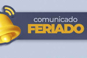 Imagem acessível: A imagem com fundo em tons azul é um aviso de feriado. Com um ícone de sino no topo, o título diz “comunicado feriado”, e no centro o texto informa que a sede do SINJUS estará fechada no dia 1º de maio, devido ao Dia do Trabalhador, acompanhando o recesso do TJMG, com retorno das atividades na segunda-feira, 4/5. Ao final, há a mensagem de bom feriado e o logotipo do SINJUS MG.